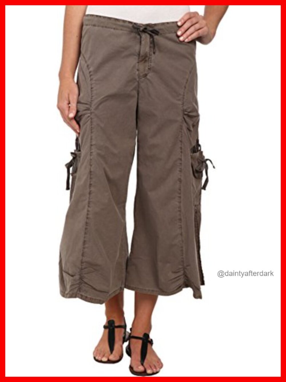 Cargo Gaucho Crop Wide Leg Stretch Cotton Cropped Pants